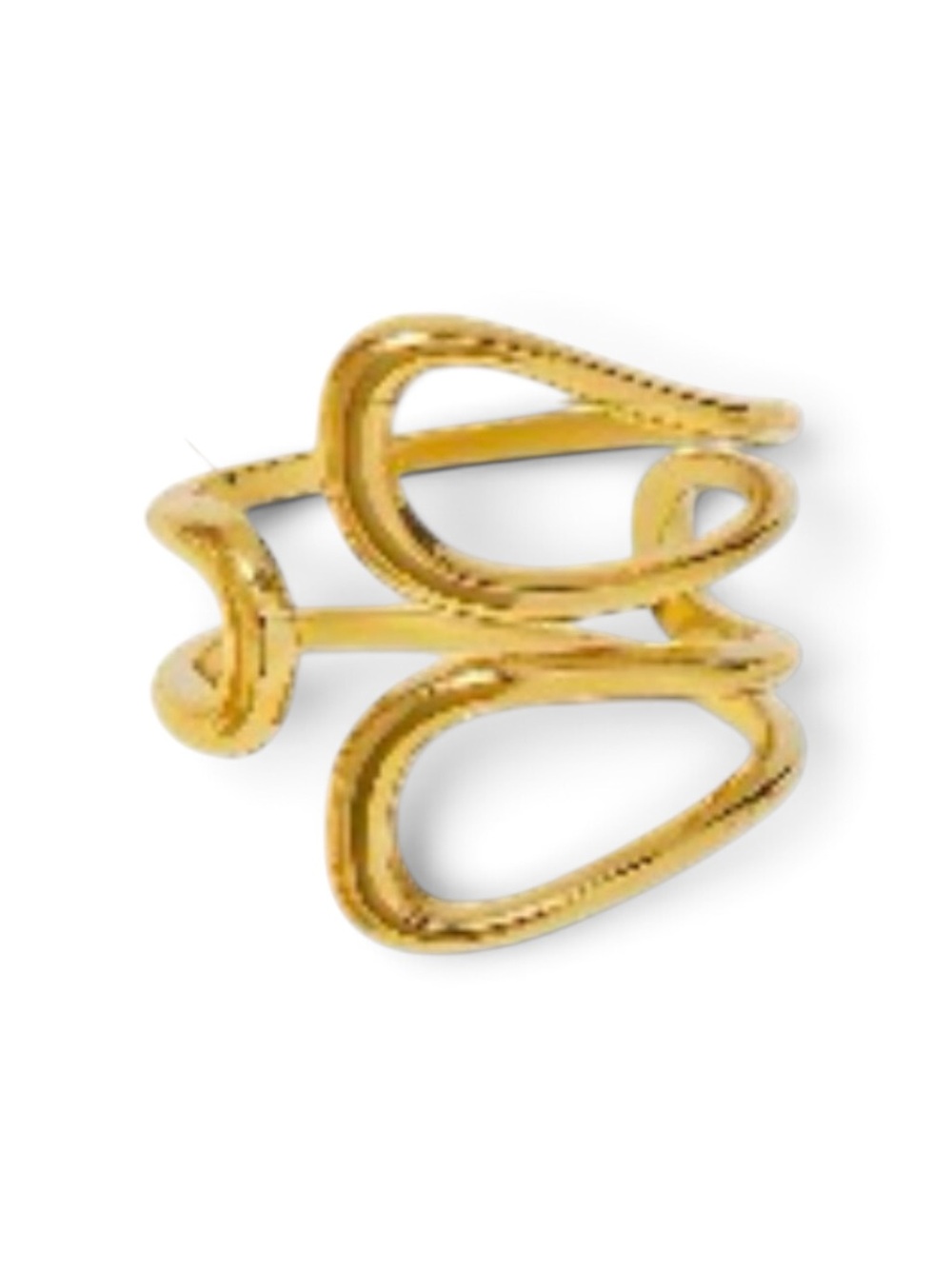 18k Gold plated Open Wave Statement modern Ring - Women's Jewelry